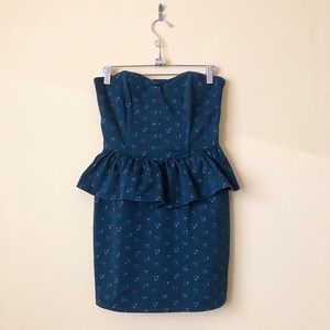 Strapless Retro Peplum Dress